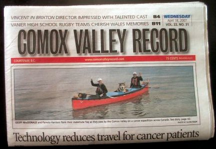 Comox Valley Record: Canoeing Across Canada…