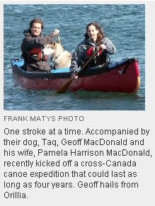The Orillia Today:  Across the country…with a paddle!