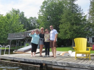 Aunt Bonnie, cousin Nicole, Katy (Geoff's Mom)' and cousin Jason came to the dock to wave us off as we left Bobcaygeon.
