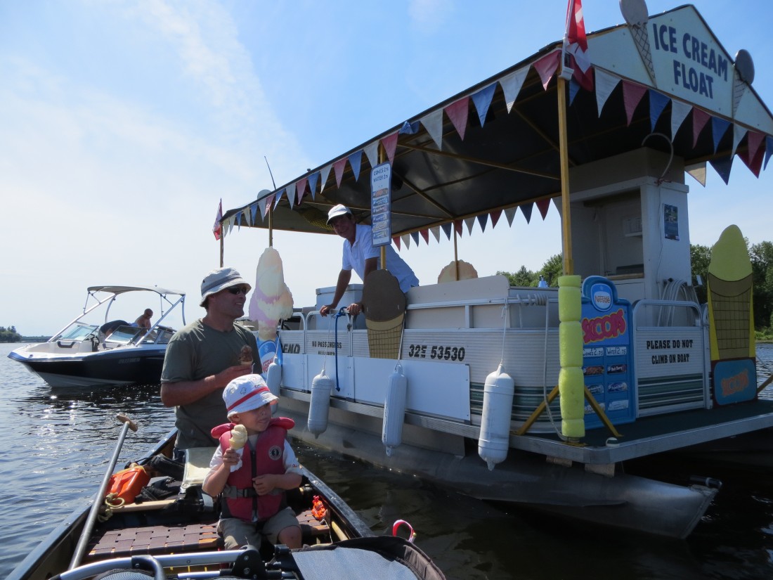 What could be better for hot, tired paddlers than a boat selling ice cream in the middle of the lake!