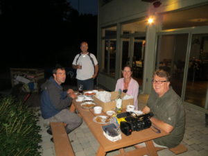 Reg and Warren brought some delicious chinese food.  We are feasting on Jean-Yves picnic table.
